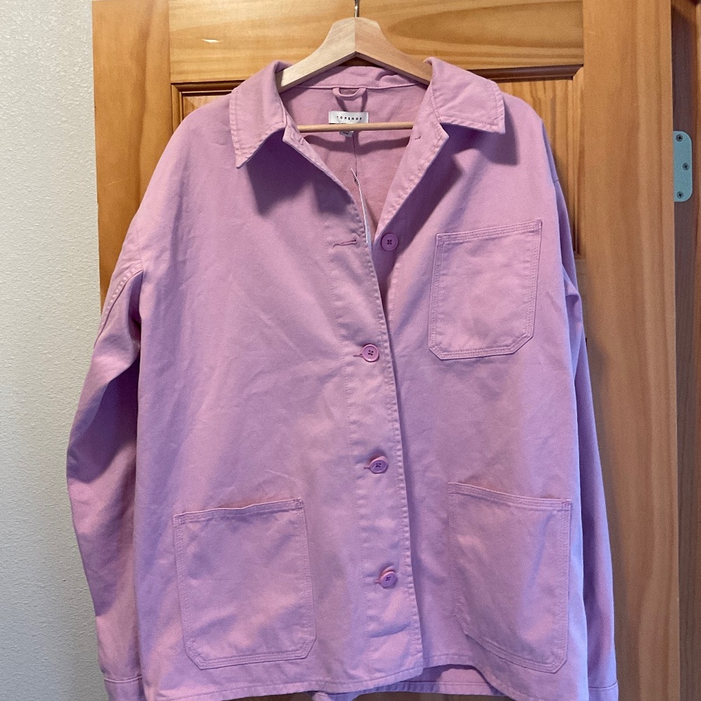 Topshop Pink Oversized Chore Jacket Size M 8/10 NWT